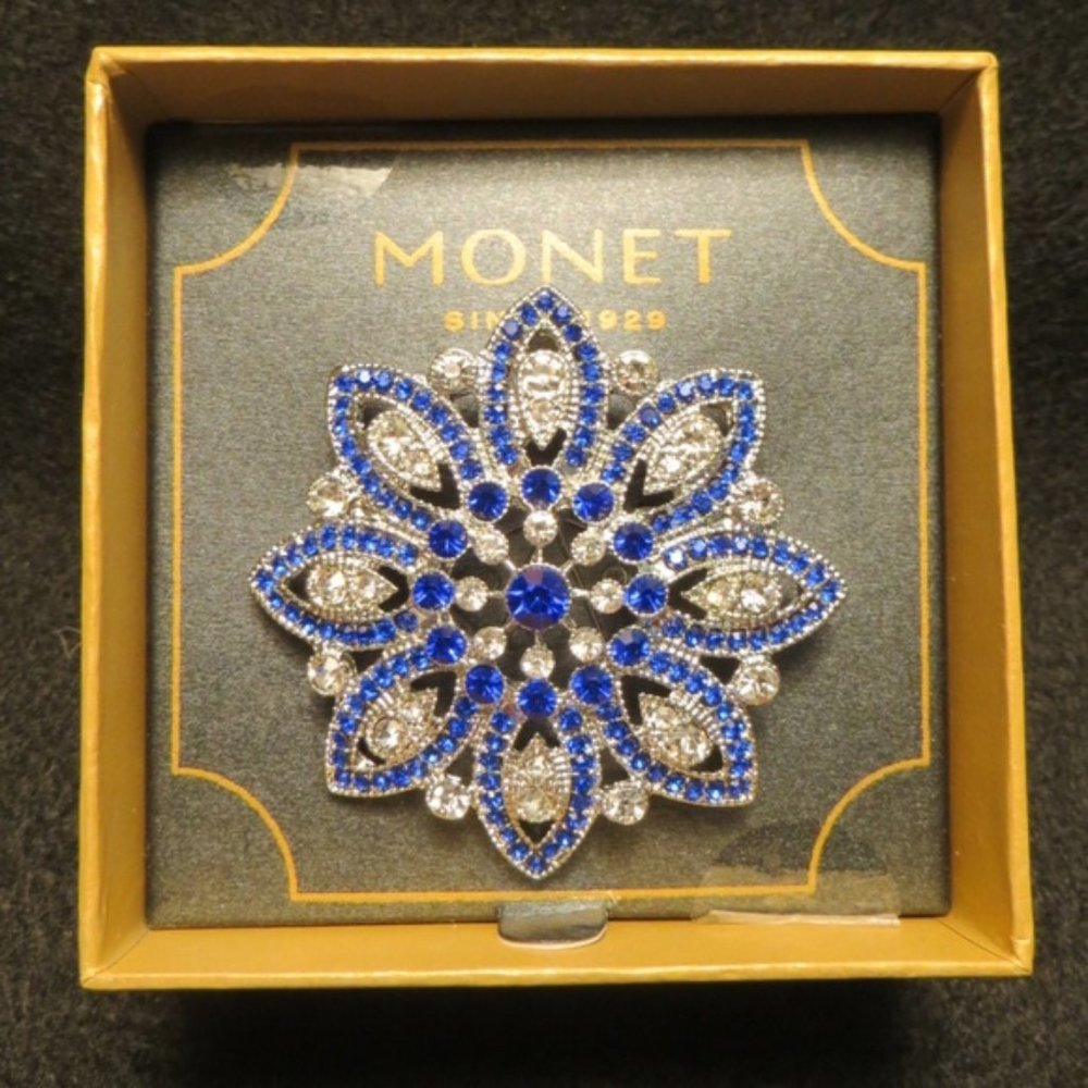 MONET BLUE AND CLEAR RHINESTONE HOLIDAY SPECIAL OCCASION